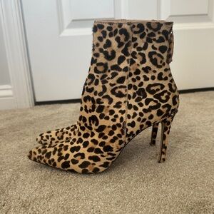 Steve Madden Stylish Leopard Print Calf Hair Heeled Boots